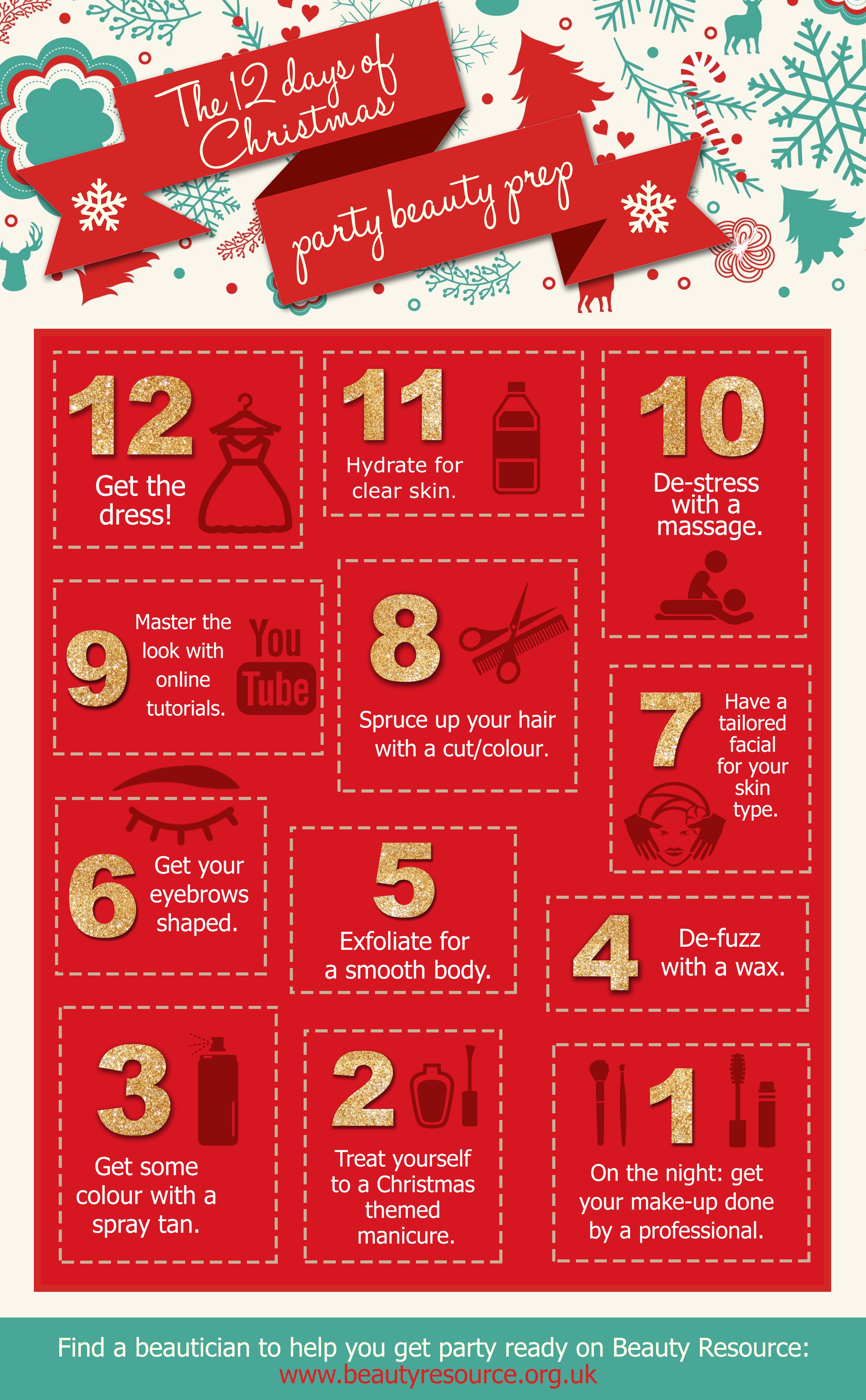 12 days of Christmas beauty prep infographic Beauty Resource