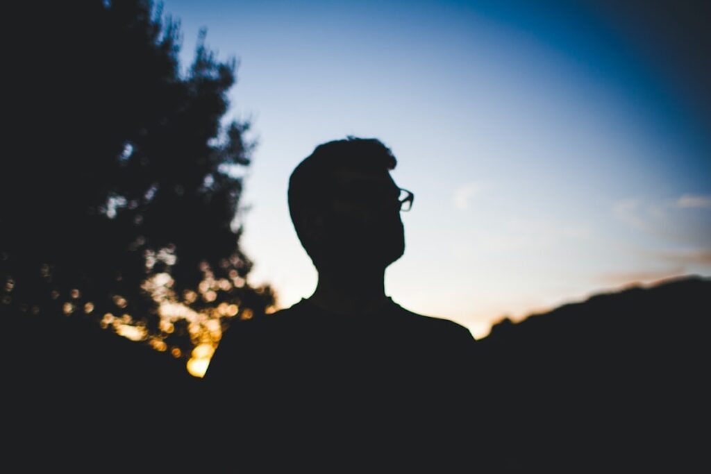 Silhouette of a man at sunset