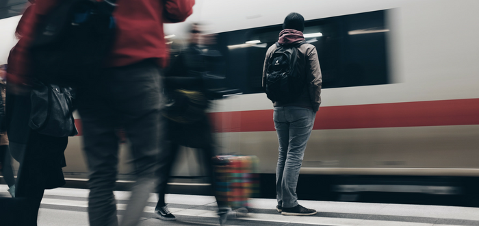 man waiting for train