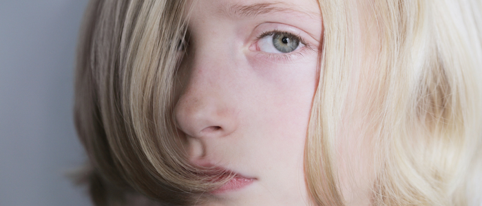 young person - blonde - close up of face