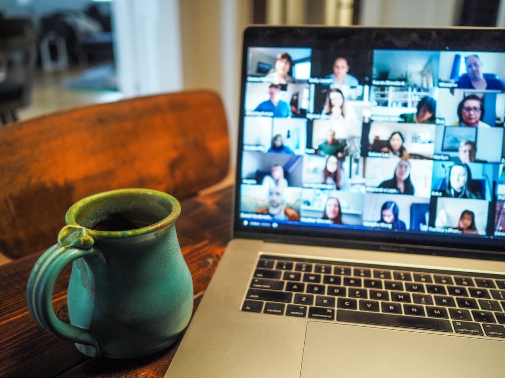 Image of a group video call on a laptop