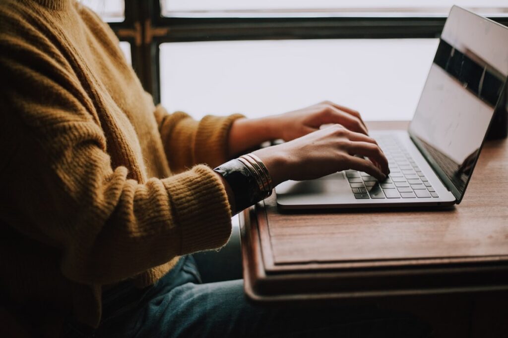 Woman using a laptop