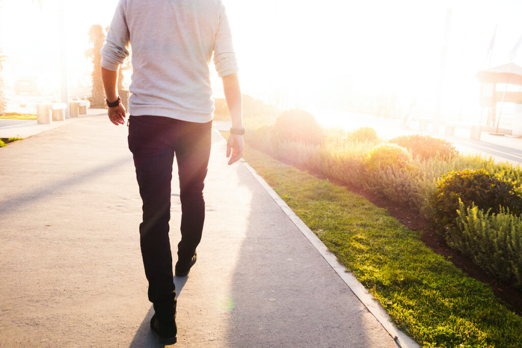 Man walking in the sunshine