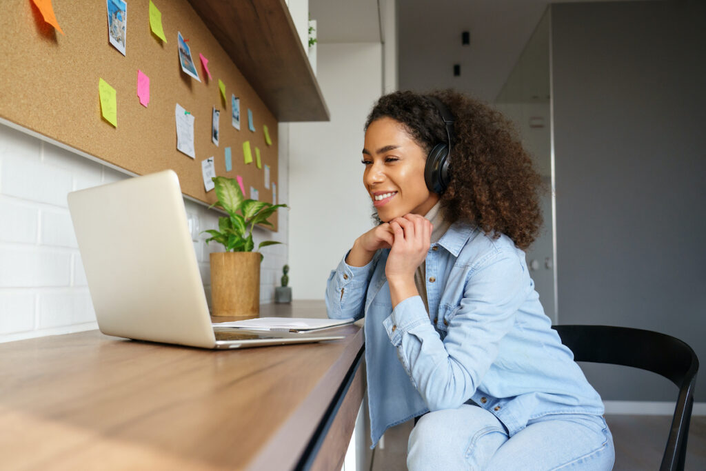 Woman on a webinar