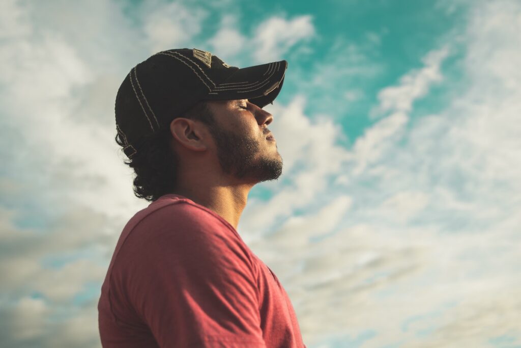 Man relaxing looking at sky