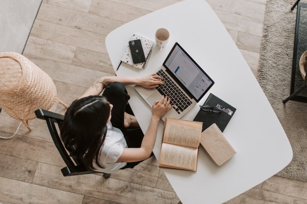 Woman working from home