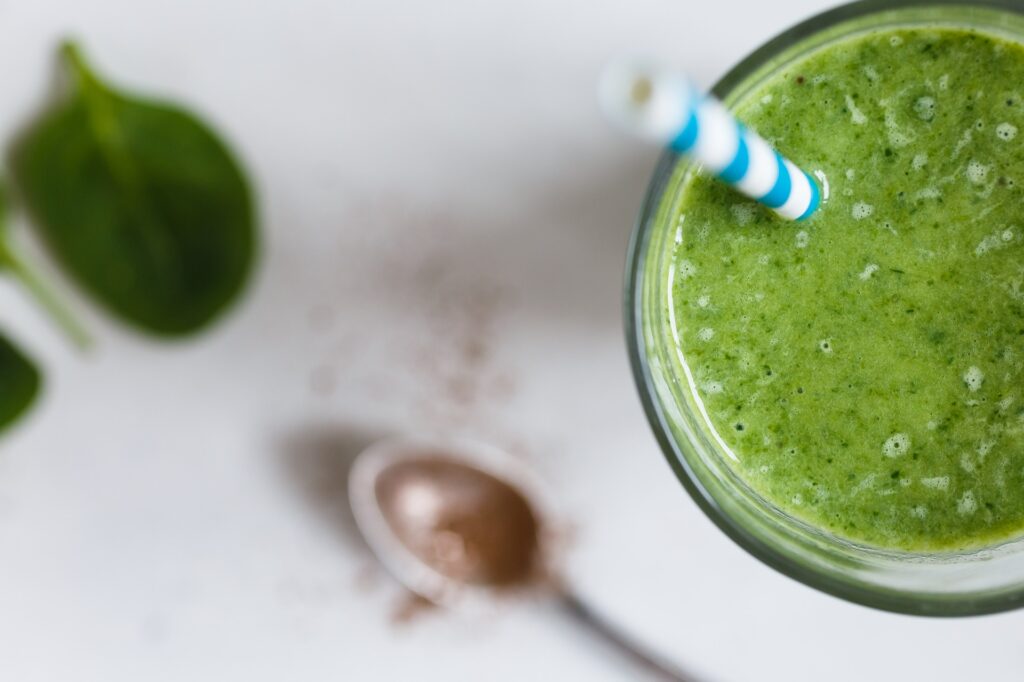 Close up of a green smoothie