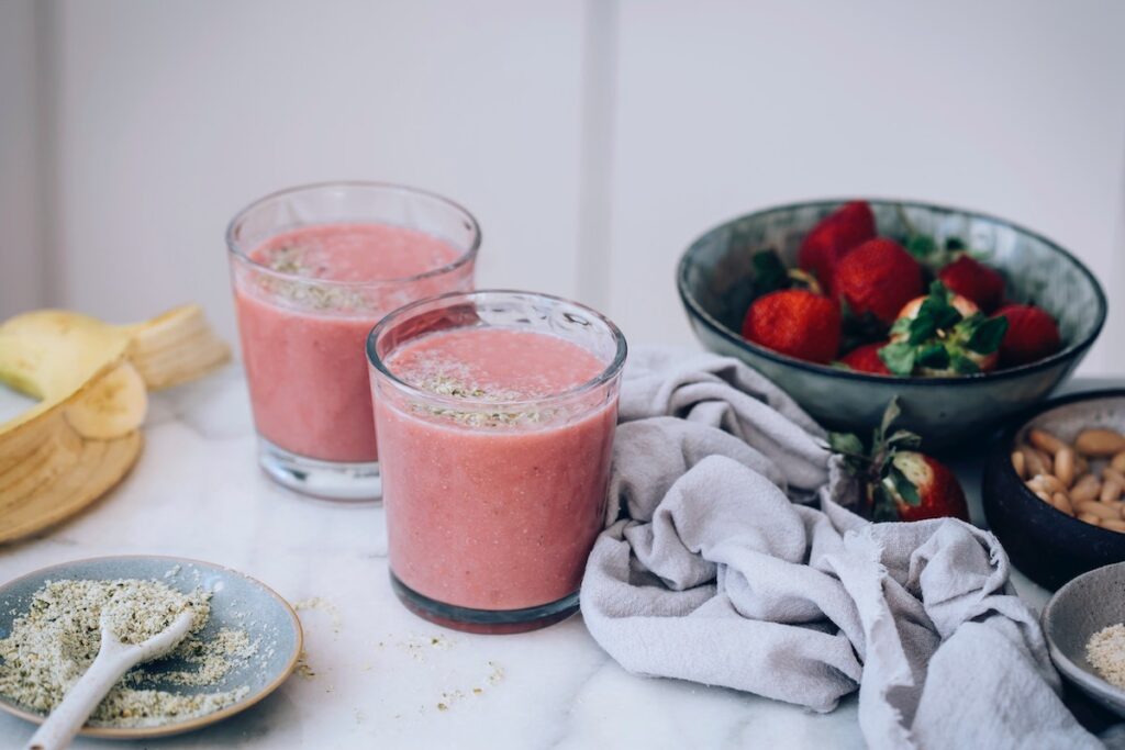 Image of two pink fruit smoothies