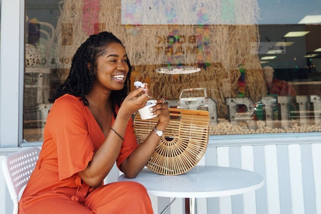 woman eating ice cream