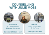 Julie Moss flyer for Liverpool and Video