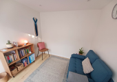 A calm, welcoming space where you can take a breath and simply be yourself. My counselling room is designed to offer comfort, privacy, and a safe place to talk - whether you're taking your first step into therapy or continuing your journey.
