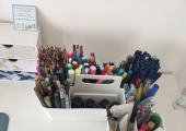 Getting ready for today's art therapy sessions.