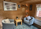 My face to face setting in a secluded garden cabin