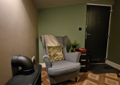 Seated, from the client's perspective