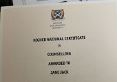 MY HNC certificate for Counselling
