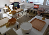 A workshop room prepared for a Clay Field Therapy&reg; workshop in Liverpool.