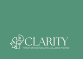 Clarity Counselling logo on green background