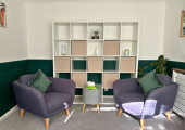 My therapy room in Plymstock, offering a quiet and private space for sessions.