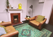 The inviting therapy room that I work from.