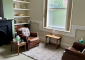 A bright and welcoming therapy space.