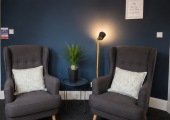 A calm, private counselling room in Stockport where face-to-face sessions take place