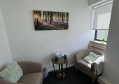 A calm and comfortable counselling room in central Milton Keynes.