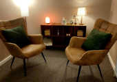 The private therapy space I work from within the House of Calm.