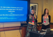 Presenting research on male victims of intimate partner abuse at the BACP International Research Conference (right)
