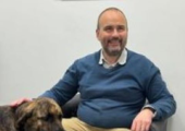 Laurent and Guide Dog Maggie