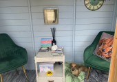 Inside the hut
