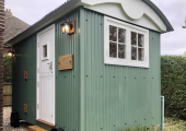 The shepherd hut where in-person sessions take place