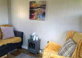 Inside the shepherd hut