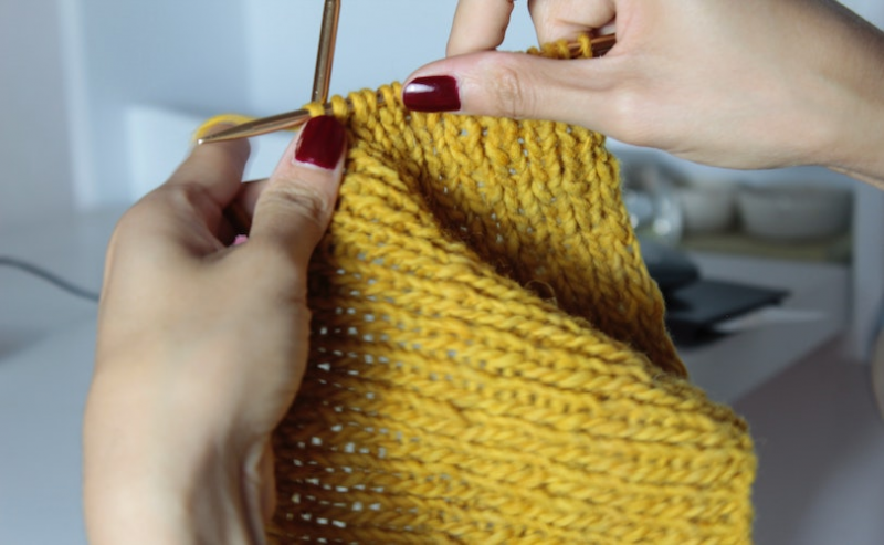 Woman knitting