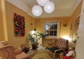 My therapy room in the evening, looking through the door.