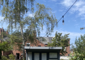 Garden Office with blinds down