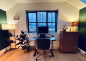 The view as you enter my office (or an idea of where I sit when on a video call with you!)