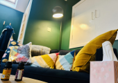 Your sofa (cushion choices and optional weighted blanket to make yourself comfortable and contained