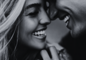 This is an image of a young couple in love