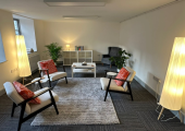 Cosy, calm therapy room.