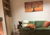 A calm, confidential therapy room in Banbury, Oxfordshire, offering a safe and welcoming space for c
