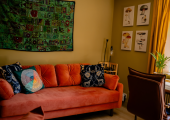 This is the sofa where clients can make themselves comfortable with lots of different cushions