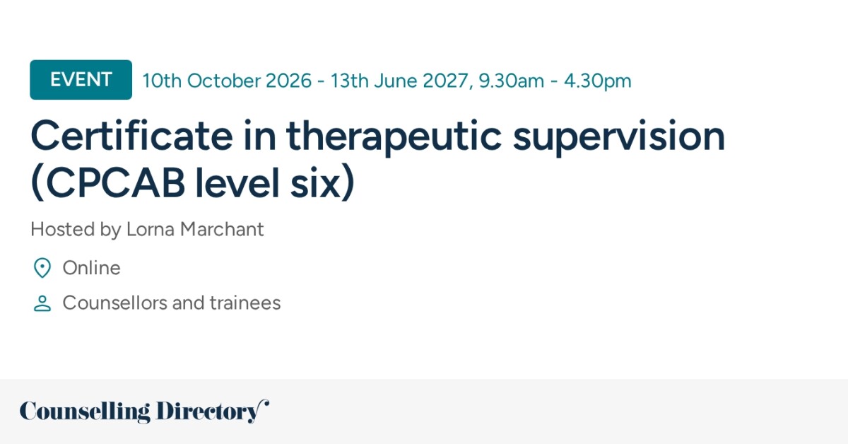 Certificate in therapeutic supervision (CPCAB level six) - Counselling ...