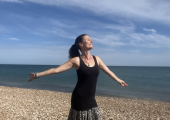 On the beach, feeling free