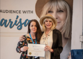 Marisa Peer, the founder of Rapid Transformational Therapy presenting me with a certificate for RTT