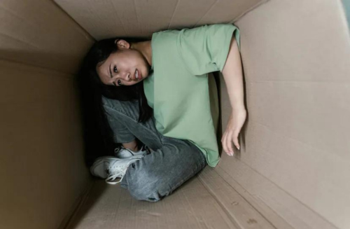 woman trapped