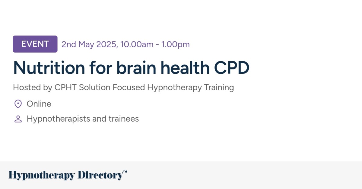 Nutrition for brain health CPD - Hypnotherapy Directory
