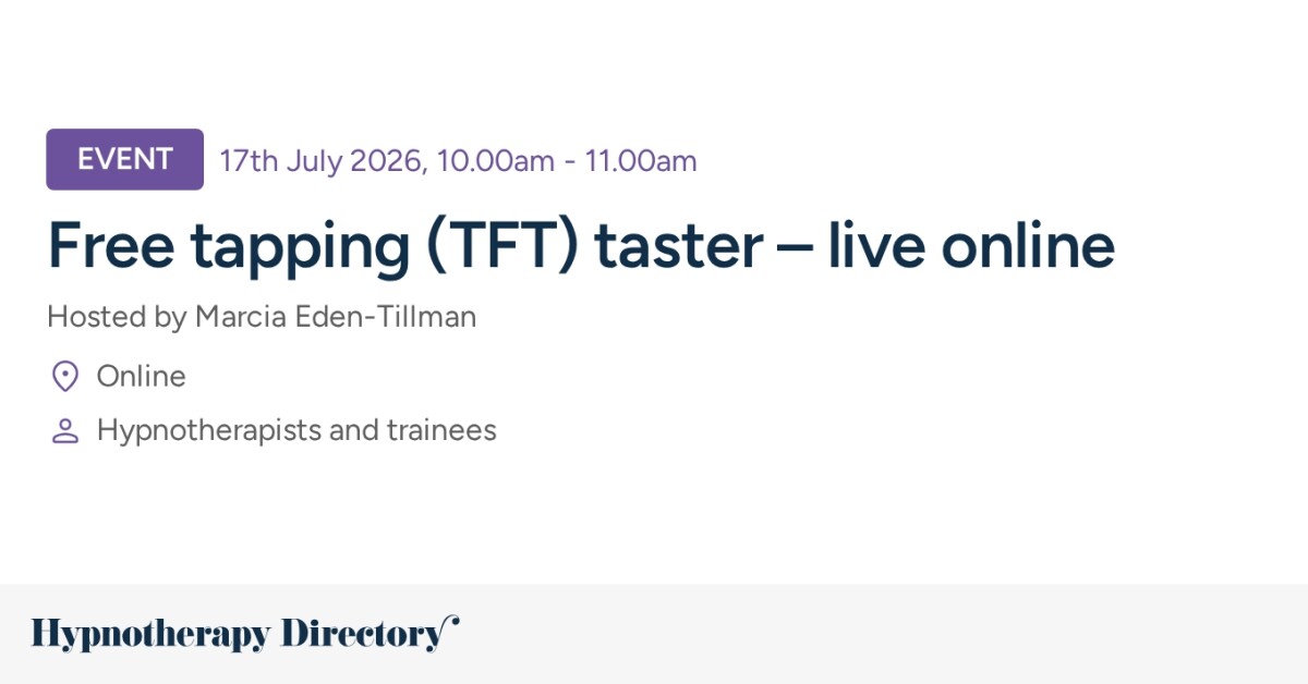 Free tapping (TFT) taster – live online - Hypnotherapy Directory