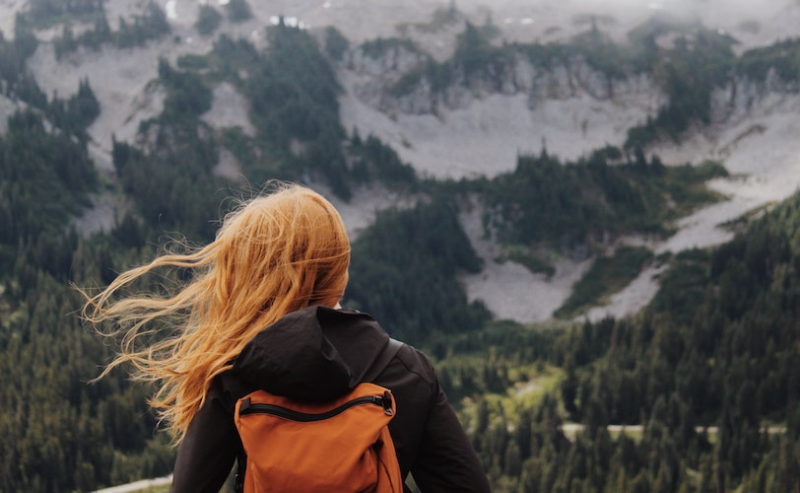 Woman looking out at view
