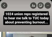 Reflections on presenting to my first big audience - preventing burnout, for union reps.