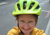 Cycling to a workshop on preventing burnout.  **At a red traffic light I might add!